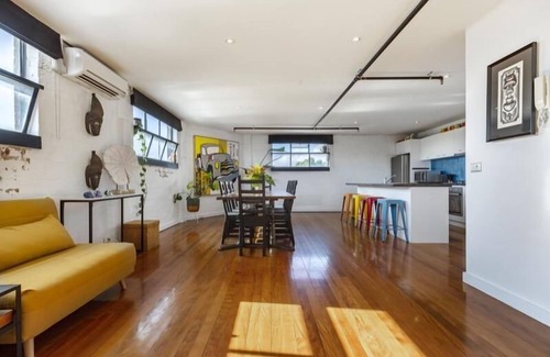 Collingwood North Apartment | StayCentral - Fitzroy Converted Warehouse Penthouse - Rose St, Fitzroy - 2 Bedrooms, 2 Beds, 1 Bathrooms, 1 secure undercover parking spot and 1 permit for street parking.