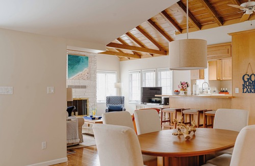 Grand Beach Cottage | Steps to beach, heated pool, big yard w/fire pit, 2 blks to playground