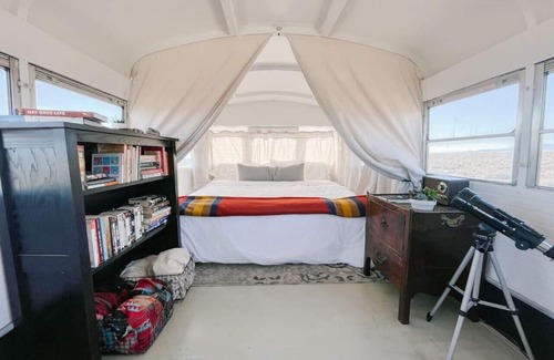 Newcastle Cabin | The Nowhere Bus · Off-Grid, Stargazing, Nic Cage Themed School Bus