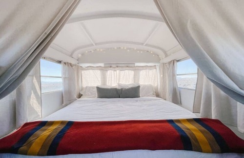 Newcastle Cabin | The Nowhere Bus · Off-Grid, Stargazing, Nic Cage Themed School Bus