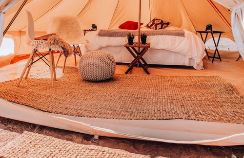 Tropic House | Triple Tent w/ Shared Bathroom - Beauty awaits you just past the red cliffs.