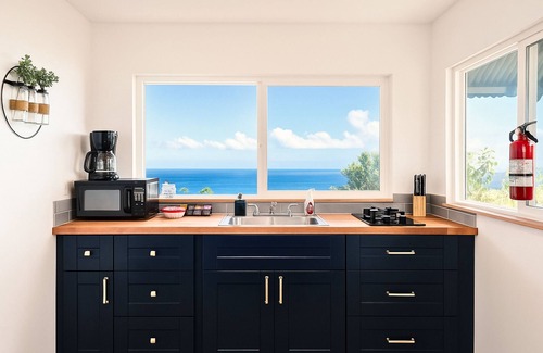 Papaaloa Cabin | Tropical Ocean View Cottage Couples & Solo Retreat, Farm Jungalow Cabin w/180° Sunrise & Ocean View