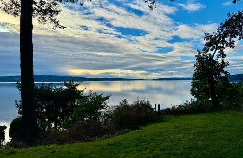 Camano Island Villa | Waterfront Chalet with Hot Tub, Beach, and Views