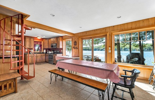 Moultonborough House | Winnipesaukee Waterfront Chalet with Sandy Beach Private Dock and Fire Pit