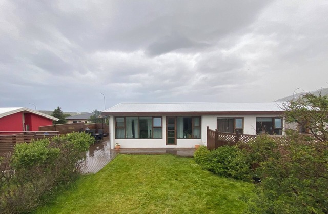 Amazing 4-bedroom house in Skagaströnd with garden, outdoor shower and a hot tub