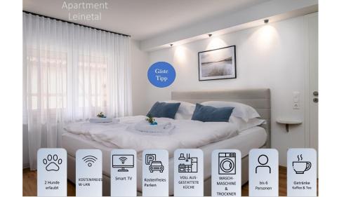 Apartment Leinetal - bester Schlafkomfort in hochwertiger Hotelbettwäsche, 3 Zimmer - große Küche, Duschbad & Parkplatz
