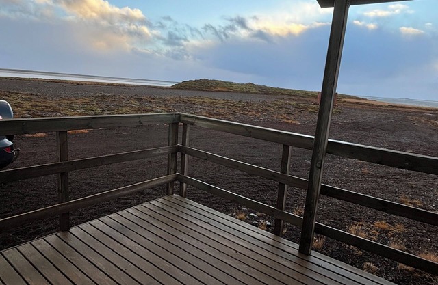 Black sand beachfront cabin with private hot tub