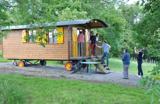 Charming Genoese caravan in Peyrat La Nonière on estate with castle and pond