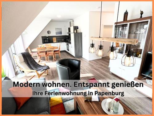 Ferienwohnung "Atlantis" Papenburg Balkon Einbauküche Neubau 74 qm Free Wifi 2 Schlafzimmer 4 Personen