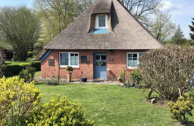 Gemütliches Reetdachhaus Direkt am Weser-deich mit Großem Garten und Kamin
