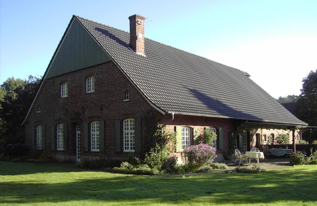 Idyllic old farmhouse by the pond with large garden and loggia