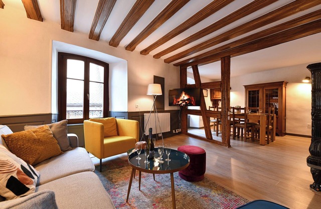 Large gîte in historic Alsatian half-timbered house for 12/14 people