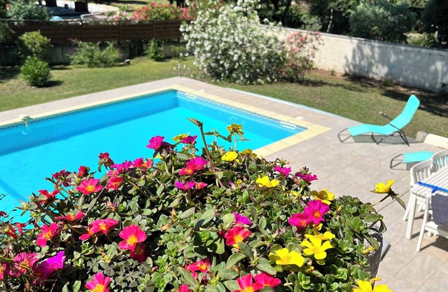 Magnificent villa with swimming pool and enclosed garden with trees