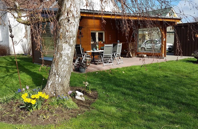 Modern accommodation with garden and barbecue area