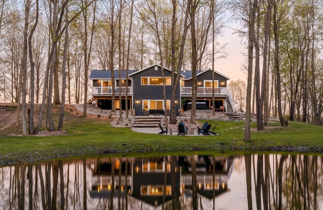 Modern Retreat Hot Tub Pond Fire Pit