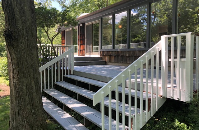 Riverfront retreat in the woods of scenic Weston, Connecticut.