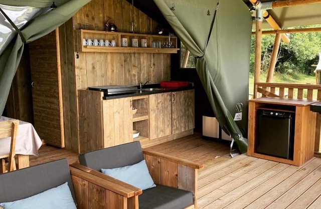 Safari tent lodges with a beautiful view at Lot Sous Toile