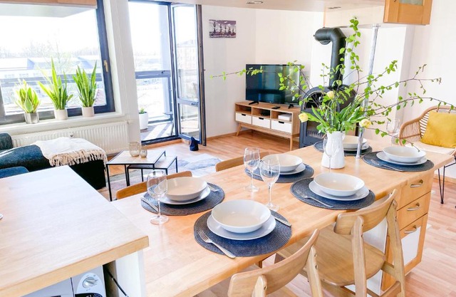 Sea and city view apartment with sauna and balcony