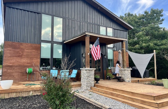 Shipping container home with no neighbors in sight.