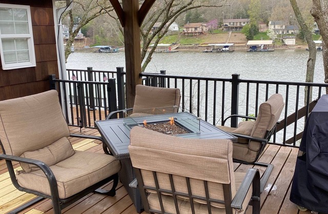 Single level home in a gentle, quiet , deep water cove at Lake of the Ozarks .