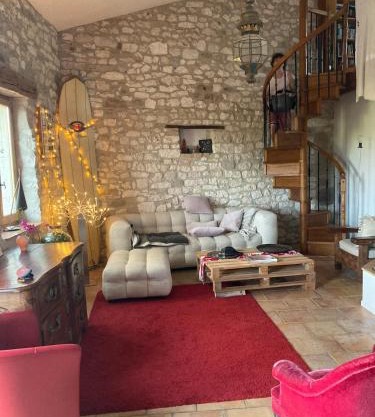 Stone house, terraced garden and pool