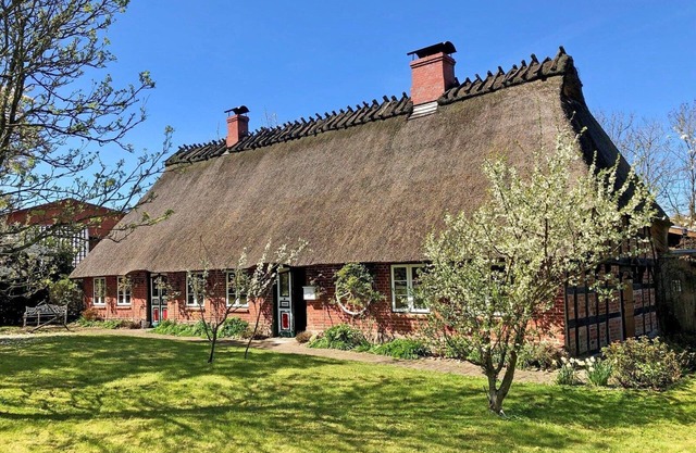 Stylish thatched house "Schöne von Angeln" in picturesque surroundings with a beautiful garden and two terraces that let you catch the sun's rays at any time of day and are ideal for families and couples traveling together who want to enjoy the peace and.