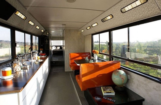 This public bus was converted into a cool and comfortable living space. Located.