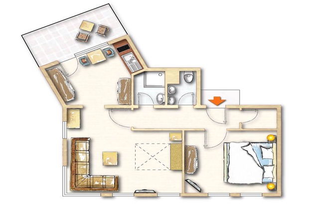 Vacation apartment, 47-59sqm, 1 bedroom, max. 4 persons