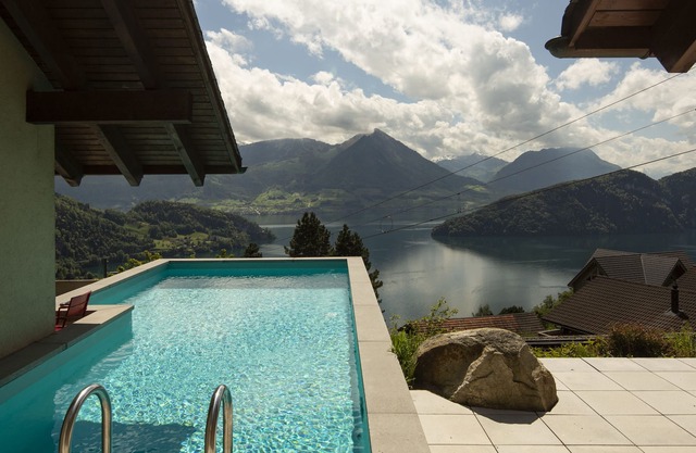 Villa with Pool at Lake Lucerne, directly at romantic Rigi railway
