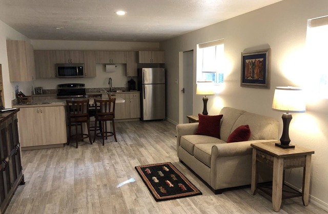 Walk out into the woods from this studio apartment located close to state lands.