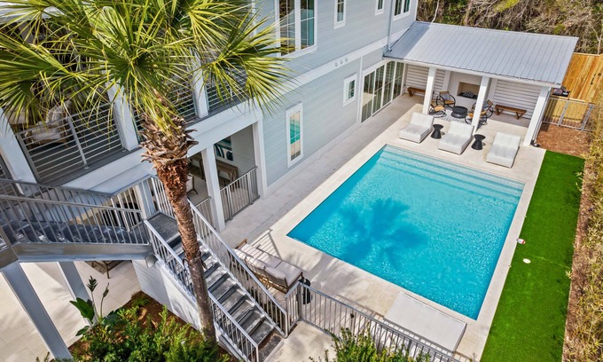 Gulfview Heights House | 1 Min. to Beach. Private Pool, LSV, Outdoor Fireplace, Elevator -Must See!