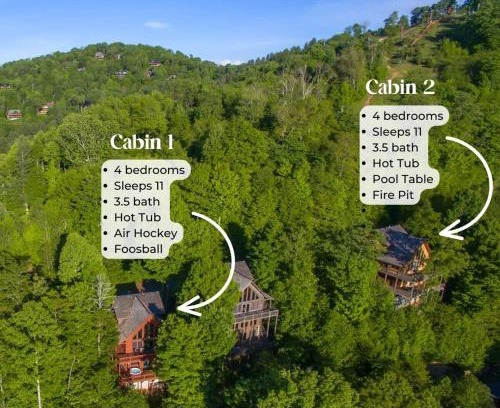Wolf Laurel House | 2 Cabins ~ Sleeps 22 ~ 100 Feet Apart ~ Ski in out
