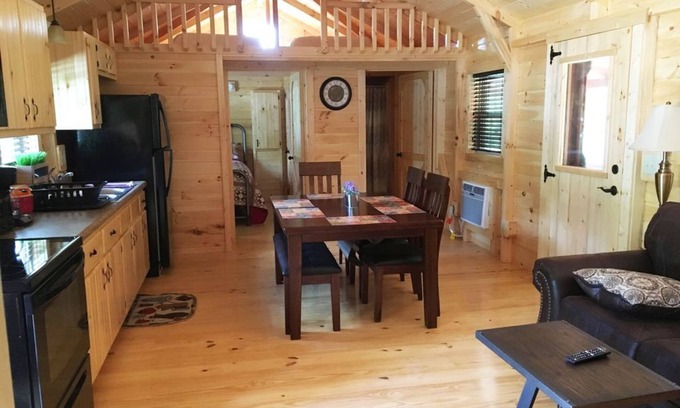 Sissonville Cabin | 2BR/1BA Amish Built Cabin Located on Pond at Rippling Waters Campground