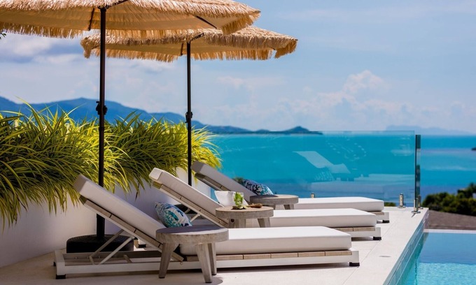 Moo 5 Villa | 3 Bed/4 Bath BEACHSIDE VILLA with SEA and SUNSET VIEWS, 150 meters walk to BEACH