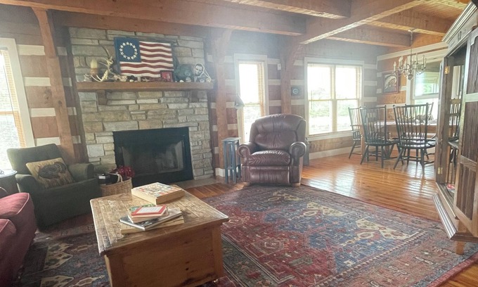 Pittsfield Other | 3 story log home with walkout basement, 27 acres, & pond in central Pike County!