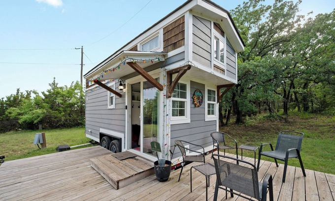 Hico Cabin | 4 Tiny Town Modern Tiny Home Animals Fire Pit