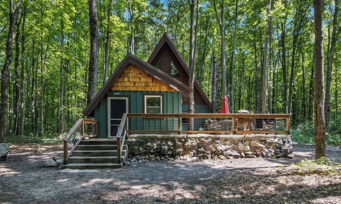Mancelona Cabin | 5 acre A-Frame near Torch Lake, Shanty Schuss Mtn, Traverse City & Kalkaska
