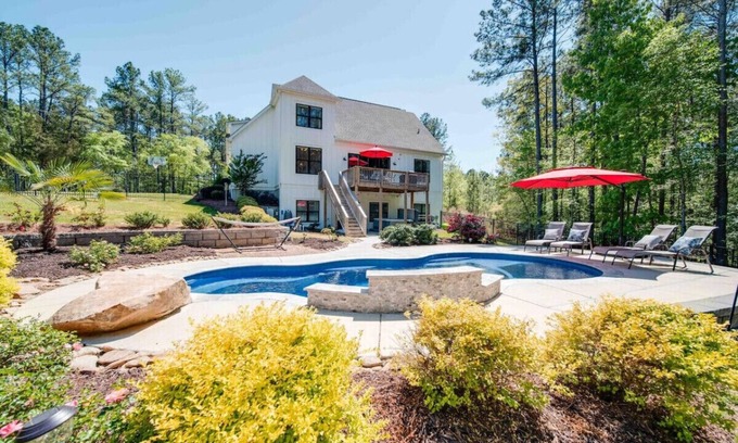 Rock Hill House | 5BR Farmhouse Lake Retreat—Pool—Hot Tub—Theater!