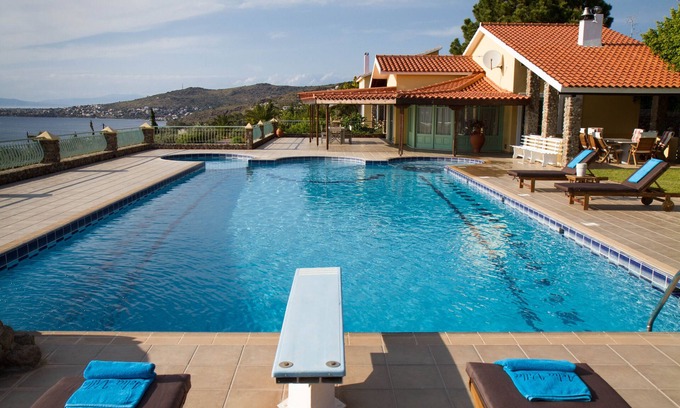 Kontos Villa | Aelia Villa, with Magnificent View and Huge Private Pool.