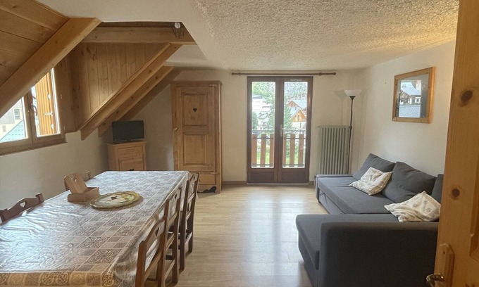 Valloire Apartment | Apartment 'Le Galibier' with Mountain View, Shared Garden and Wi-Fi