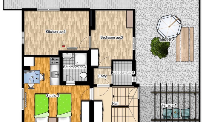 Karlovy Vary Apartment | Apartment with 1 room, kitchenette and bathroom for 2 people