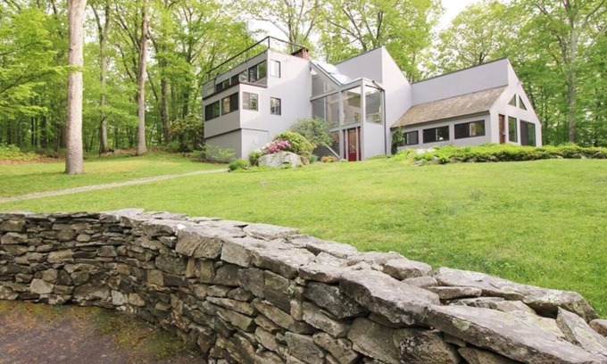 Redding Ridge House | Architectural woodland retreat with trails, sauna, theater