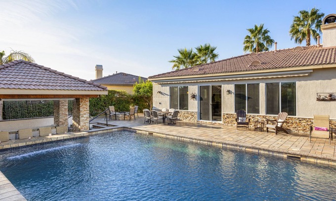 Bermuda Dunes House | Atlantis Of The Desert - 3 Bed + Den or 4th 2 Bath - Resort Pool ~ Swim-Up Bar!