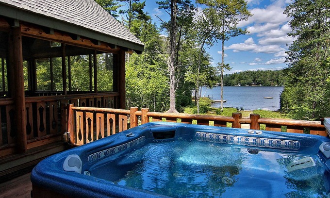 Moultonborough House | Award-Winning Adirondack on Lake Winnipesaukee. 8 bed, Beach, Hot Tub, Sauna