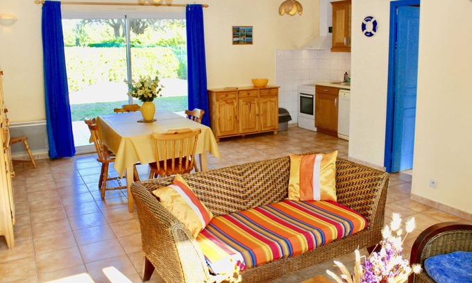 Saint-Jean-de-la-Riviere House | BEACH-500 M-3 bedroom house, ground floor-garden, private parking-ALL INCLUSIVE