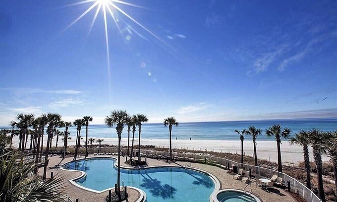 Panama City Beach Condo | Beach Front 1st Floor, 2 Heated Pools, Sleeps 8, Sm Pet Friendly