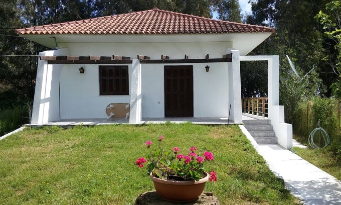 Agios Andreas Villa | Beach Villa. Direct sea access, family friendly, lg veranda, garden, in village.