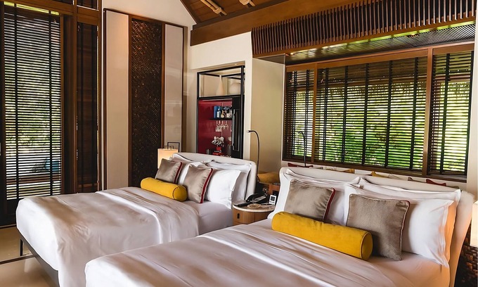 Reethi Rah House | Beach Villa Two Queen Beds at One&Only Reethi Rah, Balcony With Beach View!