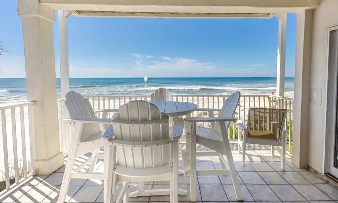 Orange Beach East Condo | Beachfront 3-bedroom condo steps from the Gulf. Corner unit, recently updated.