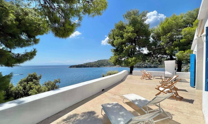 Katsarou Villa | Beachfront Villa in Skiathos with Semi-Private Sandy Beach